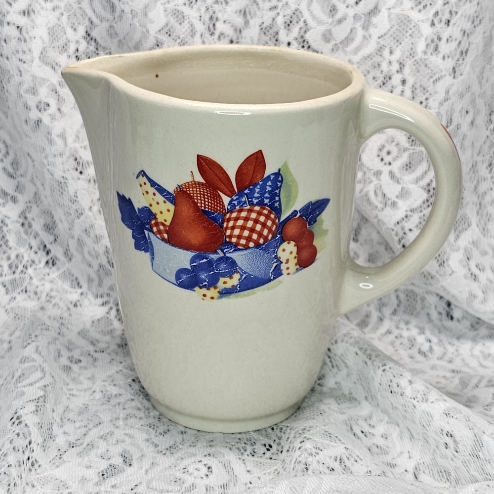Universal Cambridge Pottery • Calico Fruit • Creamer • Mug • Water Pitcher • VTG